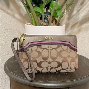 Coach Brown and Pink Wristlet